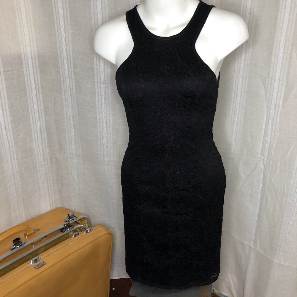 Black Lace Dress - Sheer Lace Back. - SM